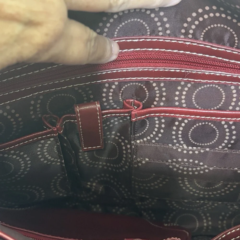 Franklin Covey Shoulder Bag Tote Burgundy Lap Top Multi-Compartment Career Work
